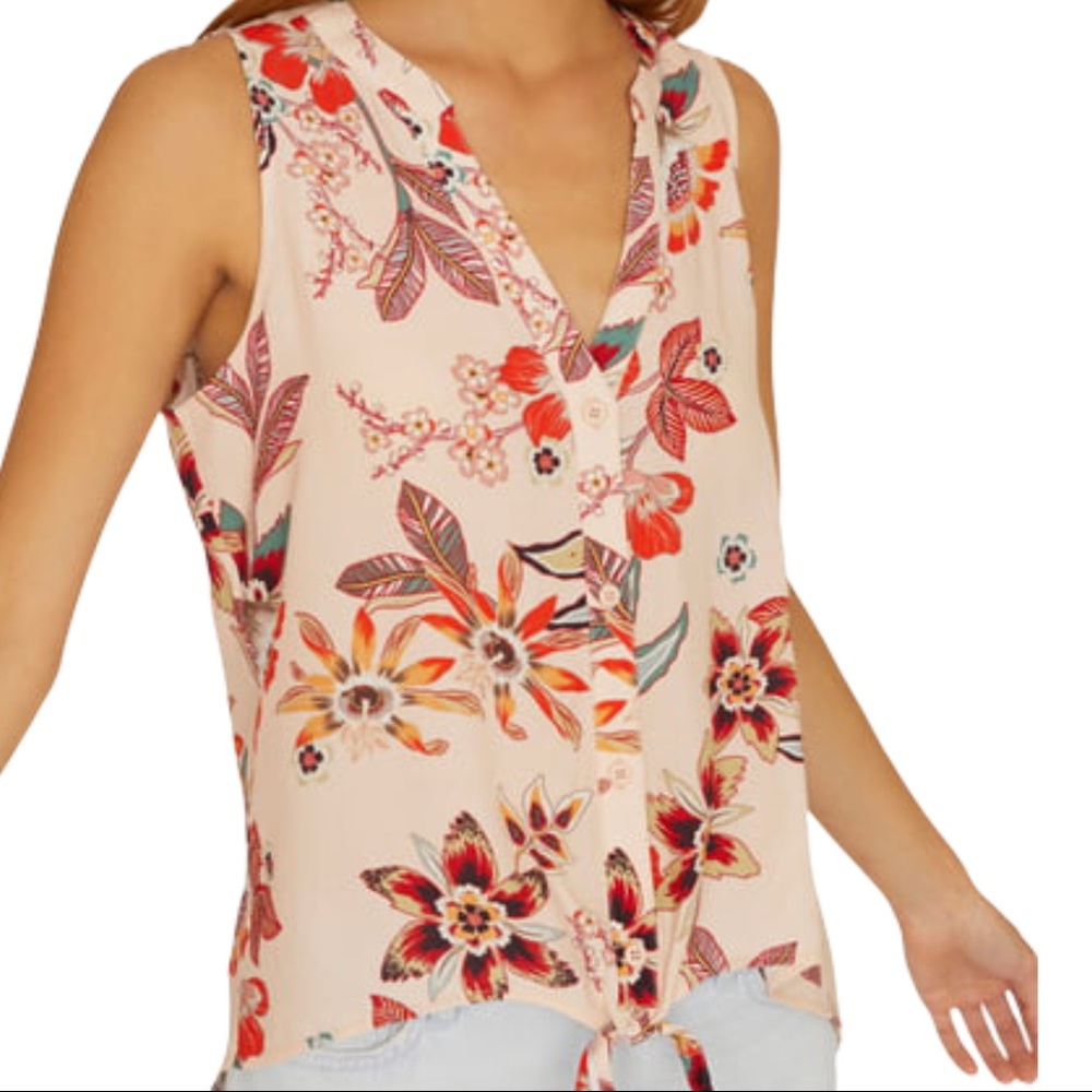 NWOT Sanctuary Floral 🌸 Tie-front Sleeveless Shirt